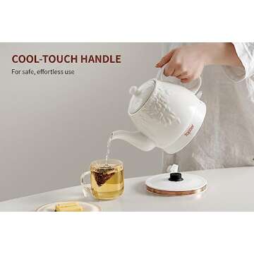Toptier Electric Ceramic Tea Kettle for Effortless Boiling