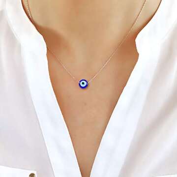 Turkish Evil Eye Necklace - Lucky Pendant Amulet for Women & Girls