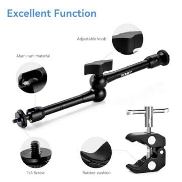 UTEBIT 11 inch Magic Arm Camera Mount Articulating Friction Arms with Super Crab Clamp for DSLR Came...