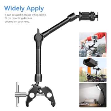 UTEBIT 11 inch Magic Arm Camera Mount Articulating Friction Arms with Super Crab Clamp for DSLR Camera Rig, Flash Light, LED Lights, LCD Monitor
