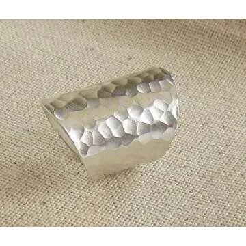 Hammered Shiny Handmade Sterling Silver Large Long Boho Statement Ring, Wide Band Wrap Adjustable to Sizes 6-12,Also as Thumb Ring, Gift for Her