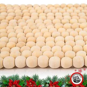 Rustic 9 Foot Natural Wood Bead Christmas Garland