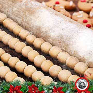 Rustic 9 Foot Natural Wood Bead Christmas Garland