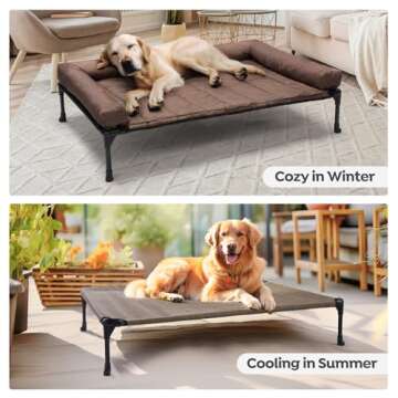 Veehoo Cooling Elevated Dog Bed with Bolster Cushion Removable