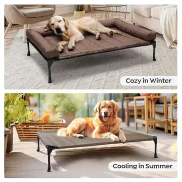 Veehoo Cooling Elevated Dog Bed with Bolster Cushion Removable