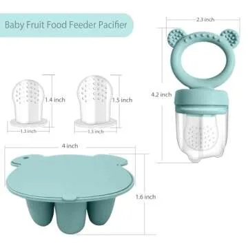 BigSpinach Silicone Baby Food Freezer Tray with Teething Popsicle Molds - Baby Fruit Feeder and Brea...