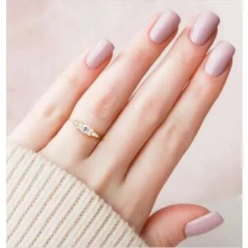 TIGRADE 1.5mm 14K Gold Plated Stacking Rings for Women Fashion Knuckle Thin Gold Ring Marquise & Round Cubic Zirconia Statement Ring Size 3-13, 1PC, Size 8