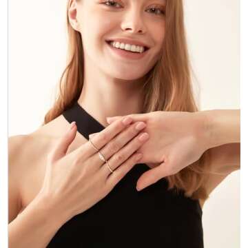 TIGRADE 1.5mm 14K Gold Plated Stacking Rings for Women Fashion Knuckle Thin Gold Ring Marquise & Round Cubic Zirconia Statement Ring Size 3-13, 1PC, Size 8