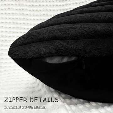 2 Pack 18x18 Pillow Cover Velvet Pillow Covers, Faux Fur Square Throw Pillow Covers for Living Room Decorations Throw Pillow Case, Throw Pillow Cover Cushion Cover for Home Sofa Bedroom Car, Black