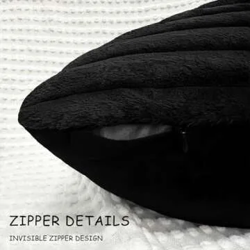 2 Pack 18x18 Pillow Cover Velvet Pillow Covers, Faux Fur Square Throw Pillow Covers for Living Room Decorations Throw Pillow Case, Throw Pillow Cover Cushion Cover for Home Sofa Bedroom Car, Black
