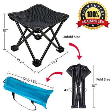 Garne T Mini Portable Folding Stool,Outdoor Folding Chair for Camping,Fishing,Travel,Hiking,Garden,Beach, Quickly-Fold Chair Oxford Cloth with Carry Bag