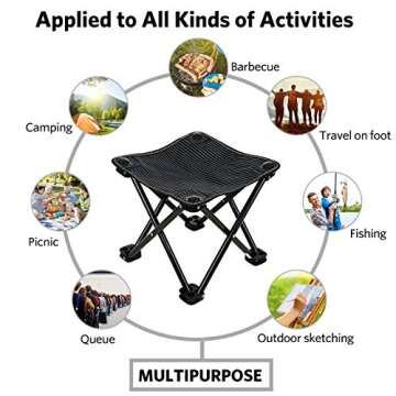 Garne T Mini Portable Folding Stool,Outdoor Folding Chair for Camping,Fishing,Travel,Hiking,Garden,Beach, Quickly-Fold Chair Oxford Cloth with Carry Bag