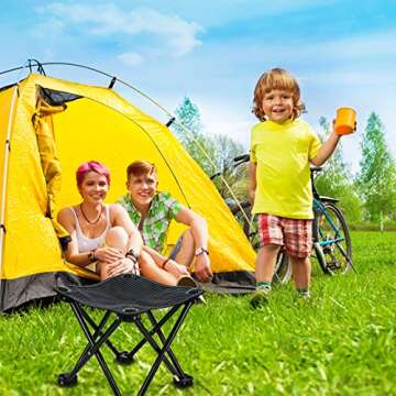 Garne T Mini Portable Folding Stool,Outdoor Folding Chair for Camping,Fishing,Travel,Hiking,Garden,Beach, Quickly-Fold Chair Oxford Cloth with Carry Bag