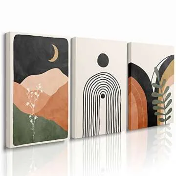 GUBIYU Set Of 3 Boho Wall Decor Mid Century Modern Bedroom Wall Art Minimalist Bathroom Decor Galler...