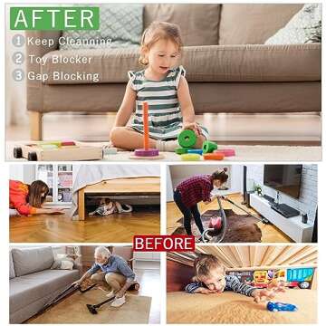 Under Couch Blocker,Toy Blockers for Furniture, Adjustable Gap Bumper Barrier with Strong Tape,Preve...