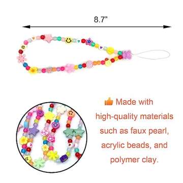 BlingKingdom Colourful Phone Accessories Charm String Beads Lanyard iPhone Wrist Strap Anti-Lost Pho...