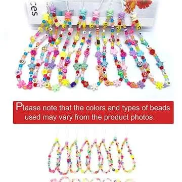 BlingKingdom Colourful Phone Accessories Charm String Beads Lanyard iPhone Wrist Strap Anti-Lost Phone Chain Smiley Face Evil Eye Flower Fruit Star Beaded Mobile Phone Charms Bracelet Phone Keychain