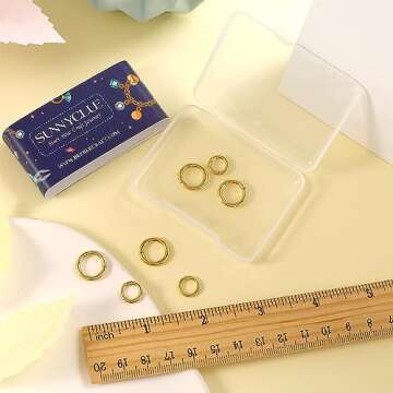 SUNNYCLUE 1 Box 8Pcs 18K Gold Plated Spring O Ring Round Carabiners Trigger Spring O Rings Keychain Ring Round Snap Clasps Metal Spring Gate Rings for Jewelry Making Keyring Bags Purses DIY Craft