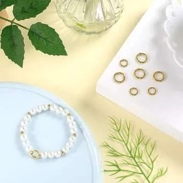 SUNNYCLUE 1 Box 8Pcs 18K Gold Plated Spring O Ring Round Carabiners Trigger Spring O Rings Keychain Ring Round Snap Clasps Metal Spring Gate Rings for Jewelry Making Keyring Bags Purses DIY Craft