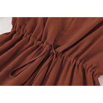 Valphsio Womens V Neck Beach Romper Ruffle Layered Drawstring Waisted Shorts Jumpsuit