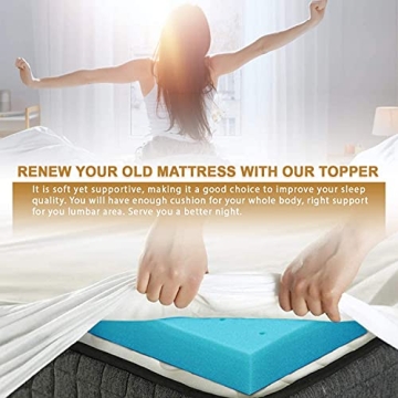 Nelaukoko Memory Foam 3 Inch Twin XL Topper, Single Extra Long Topper Foam Mattress Pad Gel Cooling Infused XLong Dorm Mattress