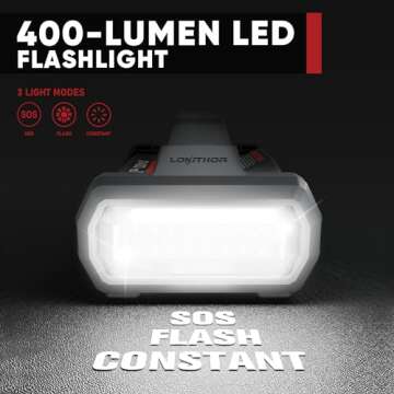 LOKITHOR JA400 1750A 12V Jump Starter with Air Compressor, 60W Two-Way Fast Charing, Lithium Car Battery Starter with 150PSI Digital Tire Inflator, Booster Pack for 7.5L Gas or 5.5L Diesel Engines