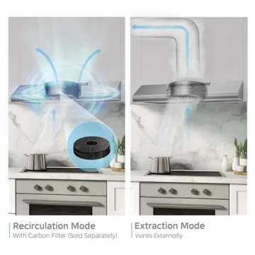 Midea MVU30W4AST 30 inch Under Cabinet Ducted/Ductless Convertible Slim Vent Durable Stainless Steel Kitchen Reusable Filter, 2 LED Lights Range Hood, 100 CFM 3-speed Exhaust Fan