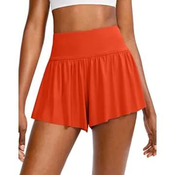 Flowy Running Shorts for Women with 4 Pockets 2 in 1 High Waisted Women's Butterfly Workout Athletic...