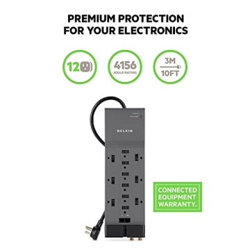 Belkin Power Strip Surge Protector with 12 AC Outlets
