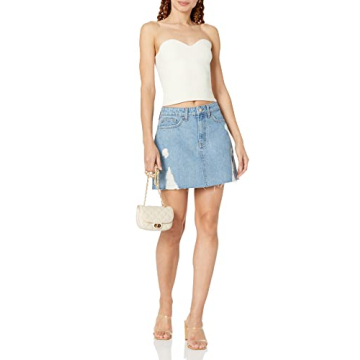 The Drop Collette Strapless Cropped Sweater in Whisper White