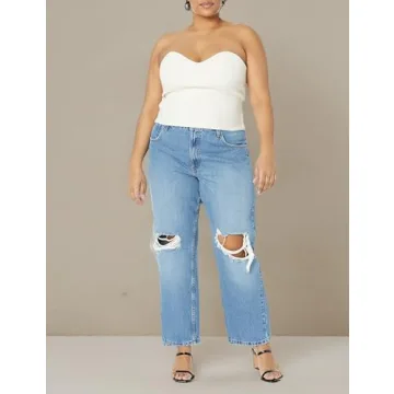 The Drop Collette Strapless Cropped Sweater in Whisper White