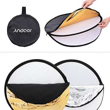 Light Diffuser, Andoer Photo Reflectors 24" 60Cm 5 in 1 Reflector Portable Photography Studio Multi ...