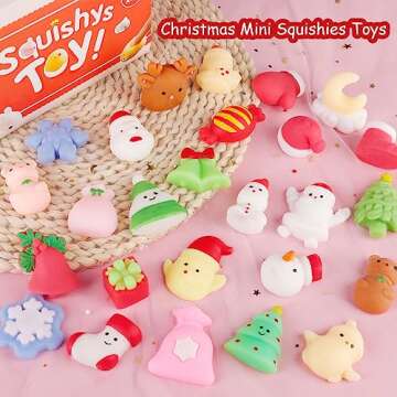 Satkago Christmas Mochi Squishy Toys, 30PCS Mini Squishies Stocking Stuffers Christmas Party Favors Goodie Bag Stuffers Gifts for Kids, Party Supplies for Encanto Cocomelon Birthday Kids Party Favors