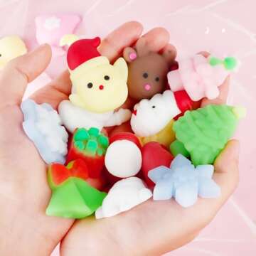 Satkago Christmas Mochi Squishy Toys, 30PCS Mini Squishies Stocking Stuffers Christmas Party Favors Goodie Bag Stuffers Gifts for Kids, Party Supplies for Encanto Cocomelon Birthday Kids Party Favors