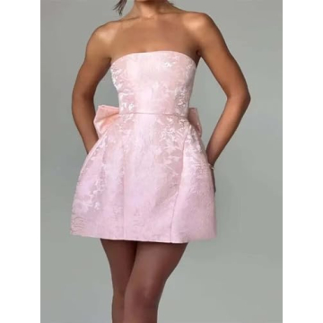 Ivory Satin Bow Homecoming Dress for Sweet 16 Parties