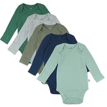 HonestBaby Unisex Baby Organic Cotton Long Sleeve Bodysuits Multi Pack - 5 Pack for Comfort and Styl...