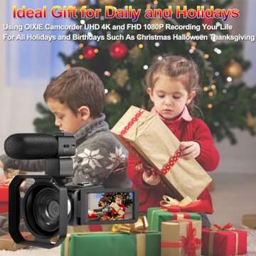 OIEXI 4k Video Camera Camcorder with 18X Digital Zoom,48MP Vlogging Camera for YouTube,3.0-inch IPS 270° Rotating Touchscreen,Microphone,Remote Control,IR Night Vision & 2 Batteries(Black)