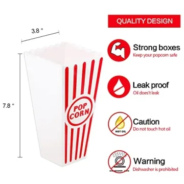 Red White Striped Popcorn Containers - 4 Pack