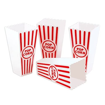 Red White Striped Popcorn Containers - 4 Pack