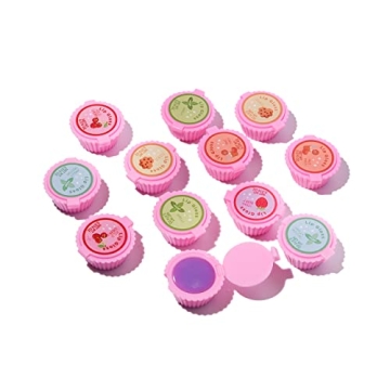 Mebtmel Mini Cupcake Lip Balm Set - 12 Pcs Assorted Fruity Birthday Gift Favors
