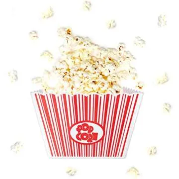 Hedume 6 Pack Popcorn Containers, Plastic Movie Theater Style Popcorn Container Set, Red & White Str...