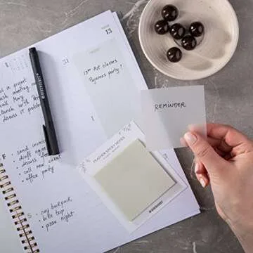 DiverseBee 50 Sheets Pastel Transparent Sticky Notes, 3x3” Clear Sticky Tabs, Translucent Page Flags Book Markers Stickers, Planner Accessories, Bible Journaling Study Office School Supplies (Feather)