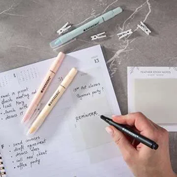 DiverseBee 50 Sheets Pastel Transparent Sticky Notes, 3x3” Clear Sticky Tabs, Translucent Page Flags Book Markers Stickers, Planner Accessories, Bible Journaling Study Office School Supplies (Feather)