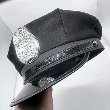 GUDVES Adults Police Officer Cosplay Captain Hat - Stage Performance, Military, Halloween Party Acce...