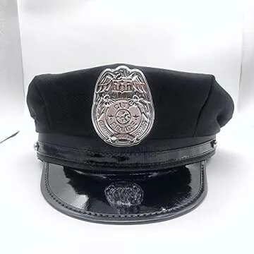 GUDVES Adults Police Officer Cosplay Captain Hat - Stage Performance, Military, Halloween Party Accessory