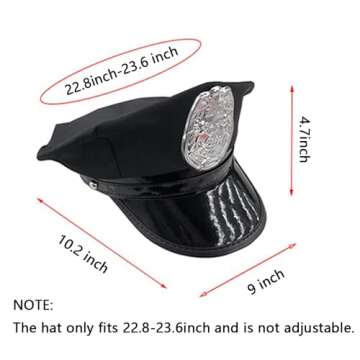 GUDVES Adults Police Officer Cosplay Captain Hat - Stage Performance, Military, Halloween Party Accessory