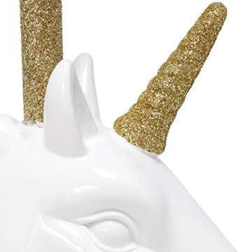 Simple Designs LT1078-WHT Sparkling Glitter Unicorn Table Lamp, Gold