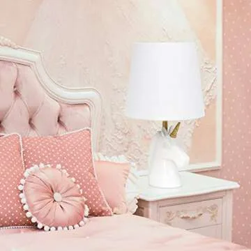 Simple Designs LT1078-WHT Sparkling Glitter Unicorn Table Lamp, Gold