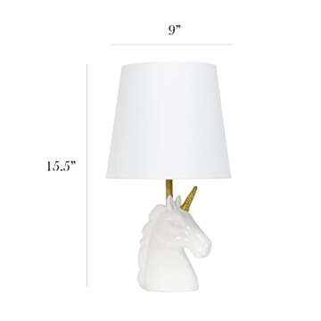 Simple Designs LT1078-WHT Sparkling Glitter Unicorn Table Lamp, Gold
