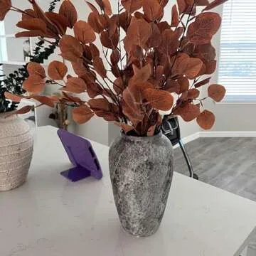 Generic Rustic Ceramic Flower vase,Terracotta vase,Decorate a Farmhouse, Large vases for entryway Centerpiece Decor, Living Room, Dining Room, Retro Style Big Flowerpot., Grey+white